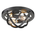 Two Light Flush Mount from the Saxon Collection in Aged Bronze Finish by Golden