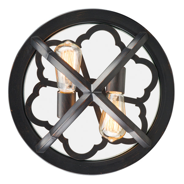 Two Light Flush Mount from the Saxon Collection in Aged Bronze Finish by Golden