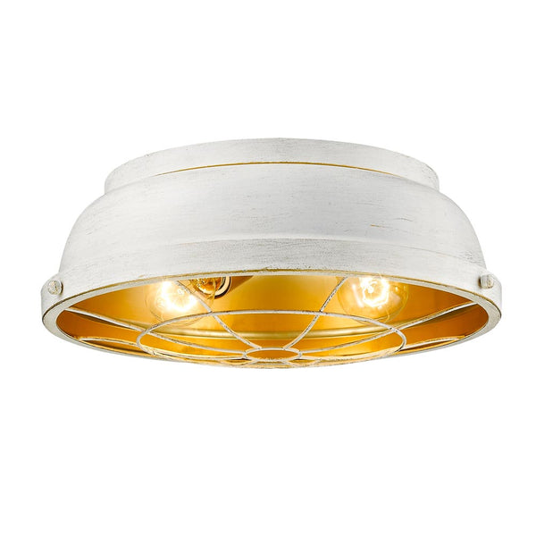Two Light Flush Mount from the Bartlett FW Collection in French White Finish by Golden