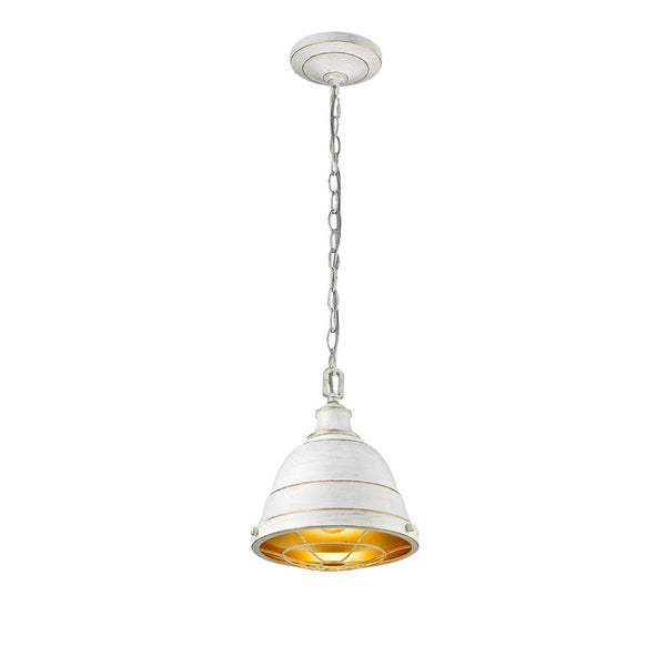 One Light Mini Pendant from the Bartlett FW Collection in French White Finish by Golden