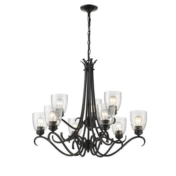 Nine Light Chandelier from the Parrish Collection in Matte Black Finish by Golden