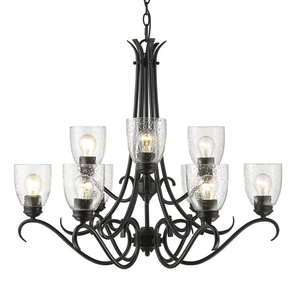 Golden - 8001-9 BLK-SD - Nine Light Chandelier - Parrish - Matte Black from Lighting & Bulbs Unlimited in Charlotte, NC