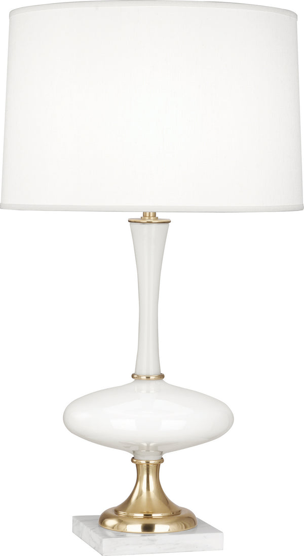 Robert Abbey - 480 - One Light Table Lamp - Raquel - White Glass w/ Modern Brass & White Marble from Lighting & Bulbs Unlimited in Charlotte, NC