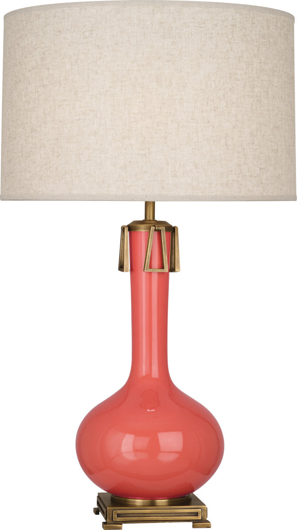 Robert Abbey - ML992 - One Light Table Lamp - Athena - Melon Glazed w/Aged Brass Cast Metal Base and Rings from Lighting & Bulbs Unlimited in Charlotte, NC