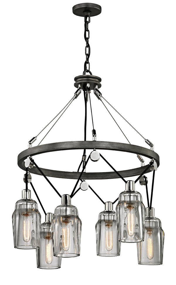 Troy Lighting - F5996 - Six Light Pendant - Citizen - Graphite And Polished Nickel from Lighting & Bulbs Unlimited in Charlotte, NC