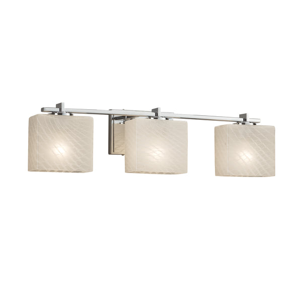 Justice Designs - FSN-8443-55-WEVE-CROM - Three Light Bath Bar - Fusion - Polished Chrome from Lighting & Bulbs Unlimited in Charlotte, NC