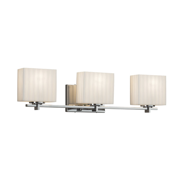 Justice Designs - PNA-8443-55-WFAL-CROM - Three Light Bath Bar - Porcelina - Polished Chrome from Lighting & Bulbs Unlimited in Charlotte, NC