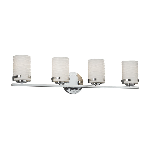Justice Designs - POR-8454-10-WAVE-CROM - Four Light Bath Bar - Limoges - Polished Chrome from Lighting & Bulbs Unlimited in Charlotte, NC