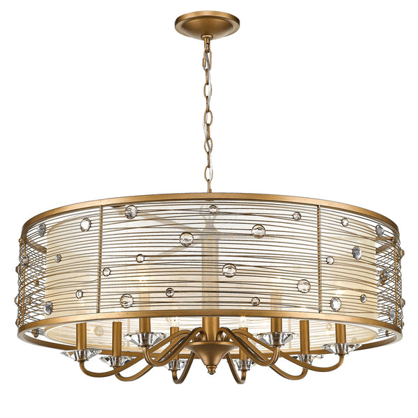 Eight Light Chandelier from the Joia PG Collection in Peruvian Gold Finish by Golden