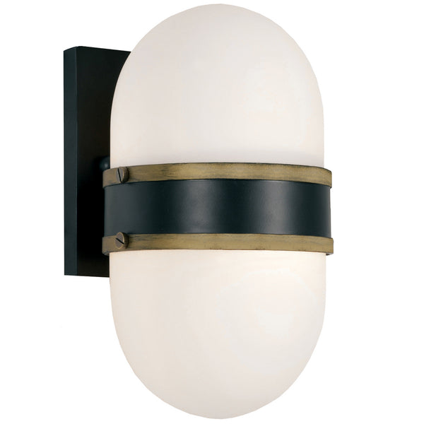 Crystorama - CAP-8501-MK-TG - One Light Outdoor Wall Mount - Capsule - Matte Black / Textured Gold from Lighting & Bulbs Unlimited in Charlotte, NC