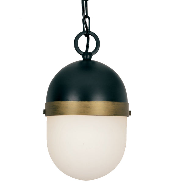 Crystorama - CAP-8505-MK-TG - One Light Outdoor Pendant - Capsule - Matte Black / Textured Gold from Lighting & Bulbs Unlimited in Charlotte, NC