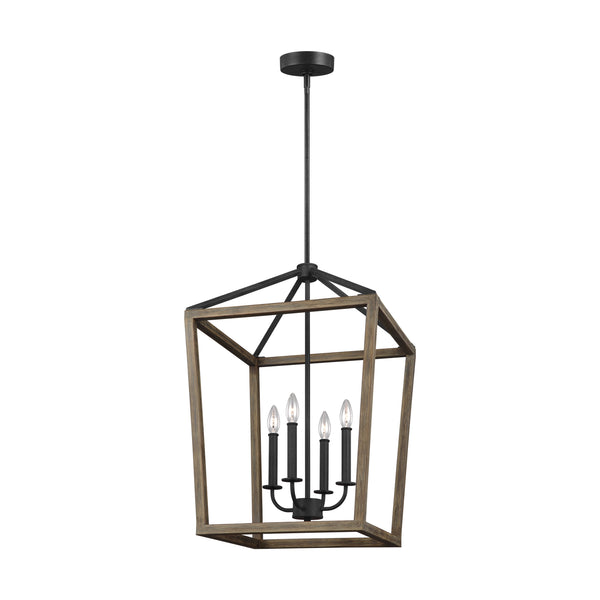 Visual Comfort Studio - F3191/4WOW/AF - Four Light Chandelier - Gannet - Weathered Oak Wood / Antique Forged Iron from Lighting & Bulbs Unlimited in Charlotte, NC