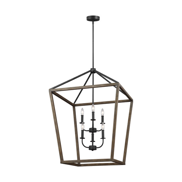 Visual Comfort Studio - F3192/6WOW/AF - Six Light Chandelier - Gannet - Weathered Oak Wood / Antique Forged Iron from Lighting & Bulbs Unlimited in Charlotte, NC