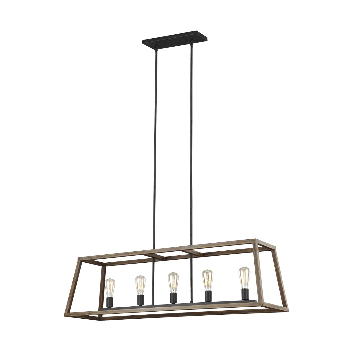 Visual Comfort Studio - F3193/5WOW/AF - Five Light Linear Chandelier - Gannet - Weathered Oak Wood / Antique Forged Iron from Lighting & Bulbs Unlimited in Charlotte, NC
