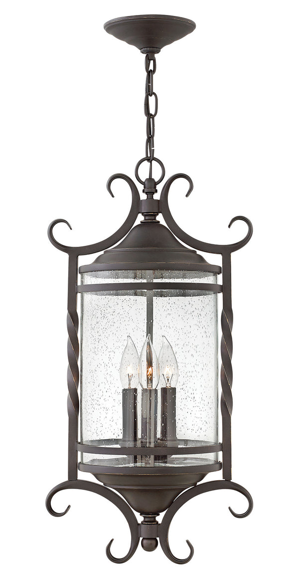 Hinkley - 1147OL-CL - LED Hanging Lantern - Casa - Olde Black with Clear Seedy glass from Lighting & Bulbs Unlimited in Charlotte, NC