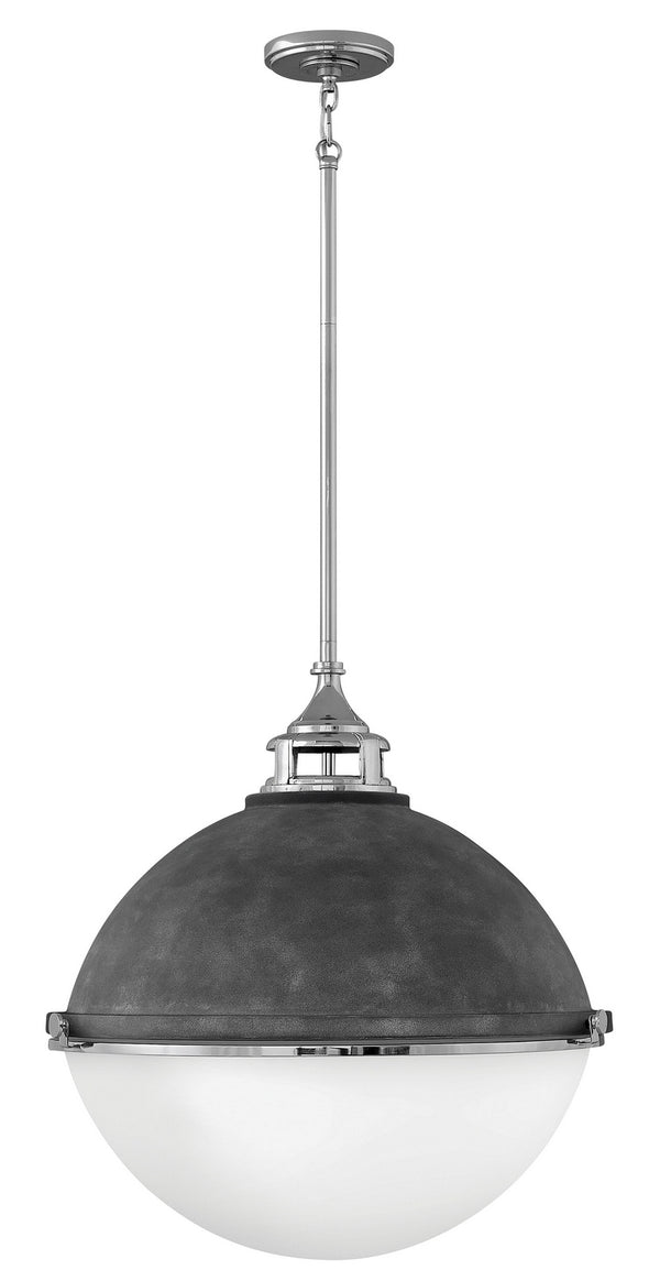Hinkley - 4836DZ-PN - LED Pendant - Fletcher - Aged Zinc with Polished Nickel accent from Lighting & Bulbs Unlimited in Charlotte, NC