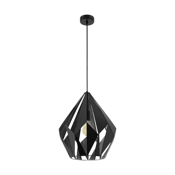 Eglo USA - 49879A - One Light Pendant - Carlton - Matte Black/Silver from Lighting & Bulbs Unlimited in Charlotte, NC