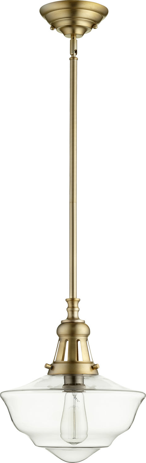 Quorum - 801-12-80 - One Light Pendant - Schoolhouse Pendants - Aged Brass from Lighting & Bulbs Unlimited in Charlotte, NC