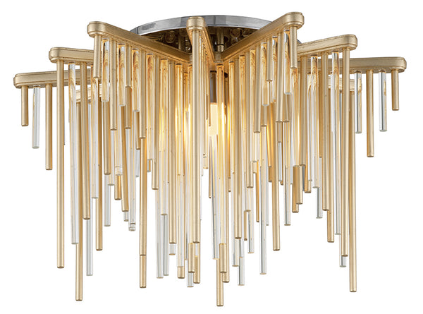 Corbett Lighting - 238-31 - LED Semi Flush Mount - Theory - Gold Leaf W Polished Stainless from Lighting & Bulbs Unlimited in Charlotte, NC