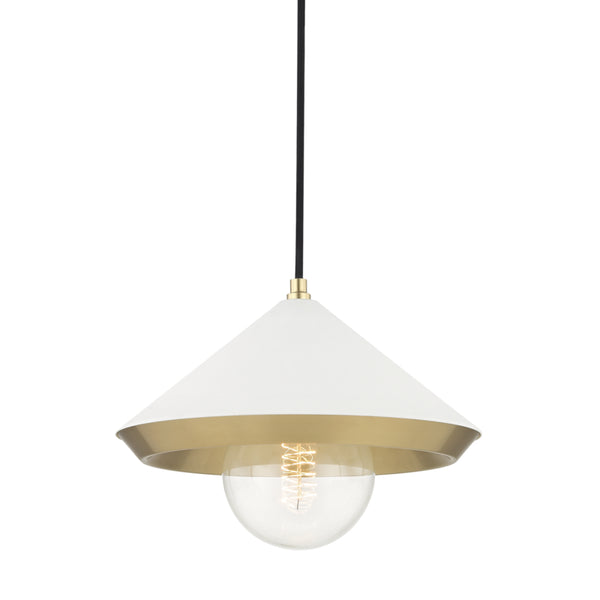 Mitzi - H139701L-AGB/WH - One Light Pendant - Marnie - Aged Brass/Soft Off White from Lighting & Bulbs Unlimited in Charlotte, NC