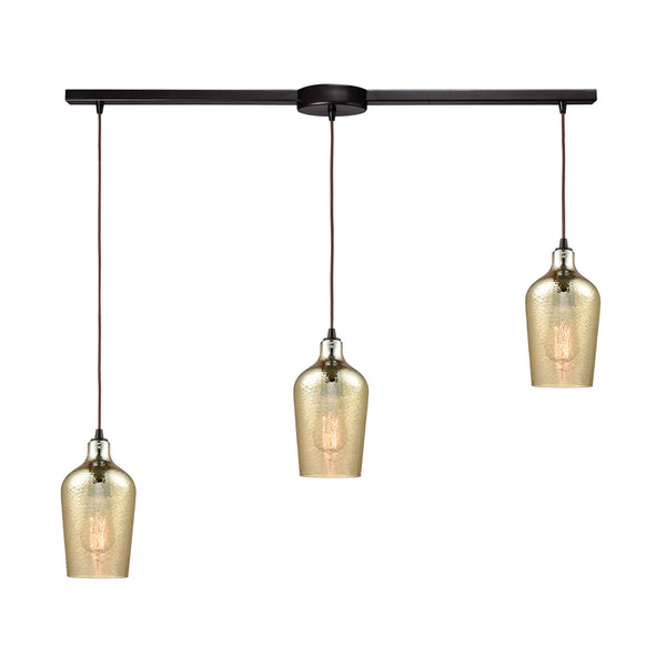 ELK Home - 10840/3L - Three Light Pendant - Hammered Glass - Oil Rubbed Bronze from Lighting & Bulbs Unlimited in Charlotte, NC