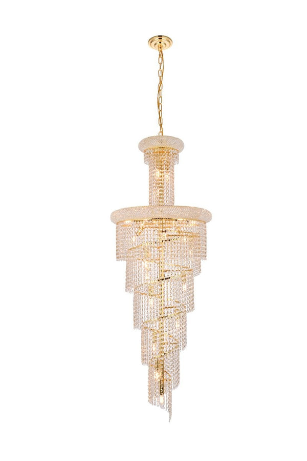 Elegant Lighting - V1800SR22G/RC - 22 Light Chandelier - Spiral - Gold from Lighting & Bulbs Unlimited in Charlotte, NC