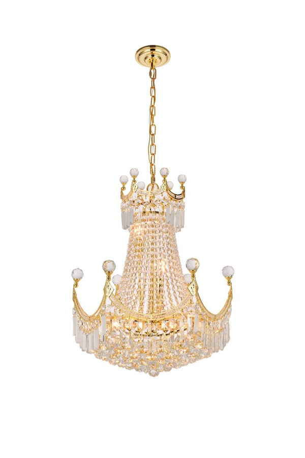 Elegant Lighting - V8949D20G/RC - Nine Light Chandelier - Corona - Gold from Lighting & Bulbs Unlimited in Charlotte, NC