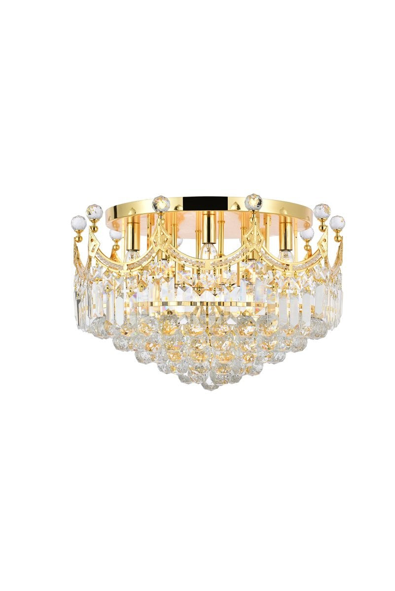 Elegant Lighting - V8949F20G/RC - Nine Light Flush Mount - Corona - Gold from Lighting & Bulbs Unlimited in Charlotte, NC