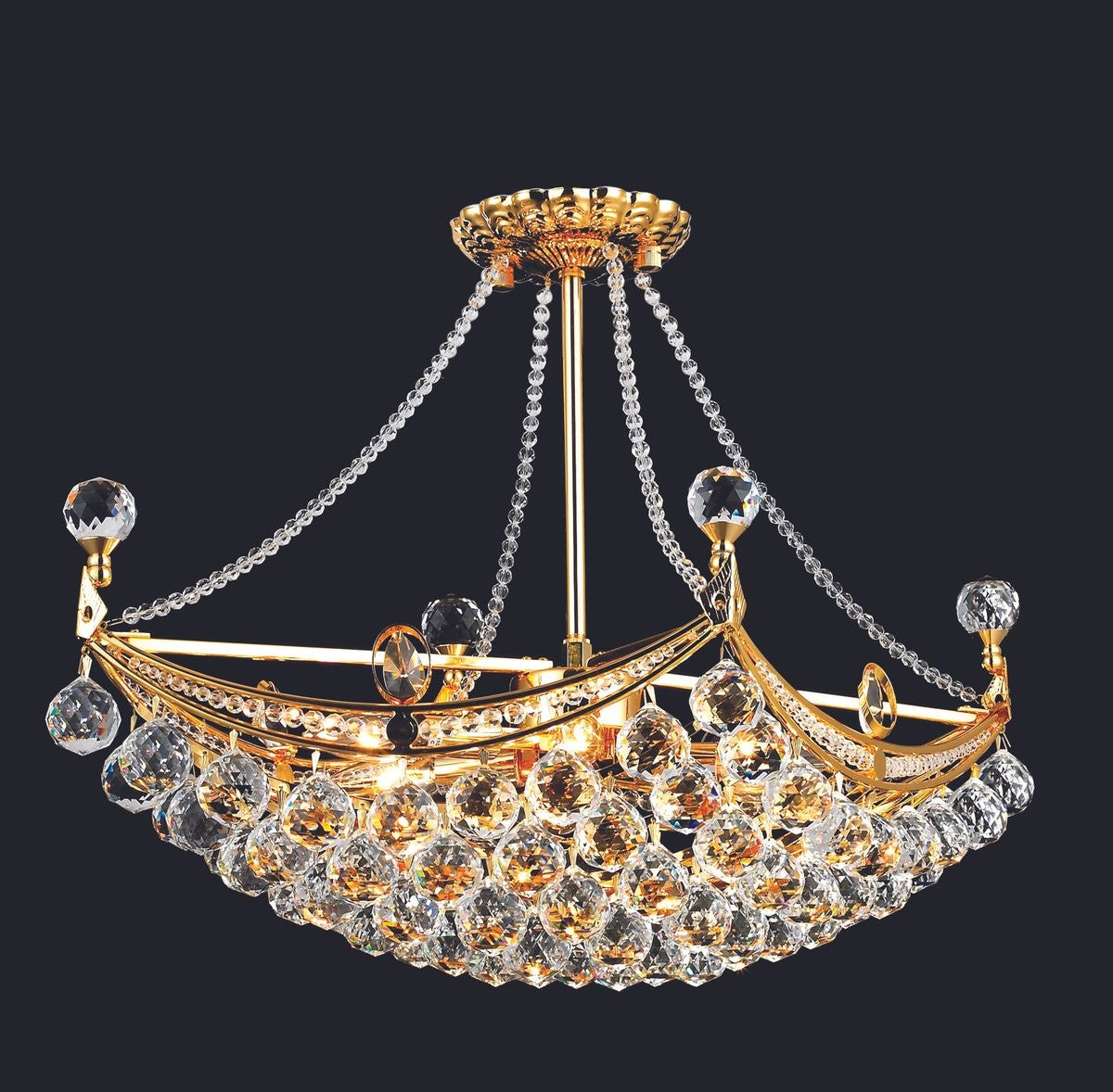 Elegant Lighting - V9800D24G/RC - Six Light Chandelier - Corona - Gold from Lighting & Bulbs Unlimited in Charlotte, NC