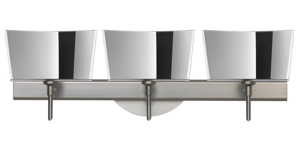 Besa - 3SW-6773MR-SN - Three Light Wall Sconce - Groove - Satin Nickel from Lighting & Bulbs Unlimited in Charlotte, NC