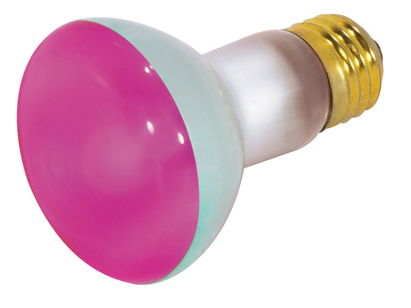 50 Watt R20 Incandescent, Pink, 2000 Average rated hours, Medium base, 130 Volt Light Bulb by Satco