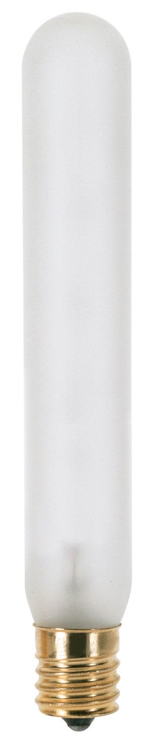 25 Watt T6 1/2 Incandescent, Frost, 1500 Average rated hours, 170 Lumens, Intermediate base, 130 Volt Light Bulb by Satco