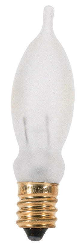 7.5 Watt CA5 Incandescent, Frost, 1500 Average rated hours, 35 Lumens, Candelabra base, 120 Volt Light Bulb by Satco