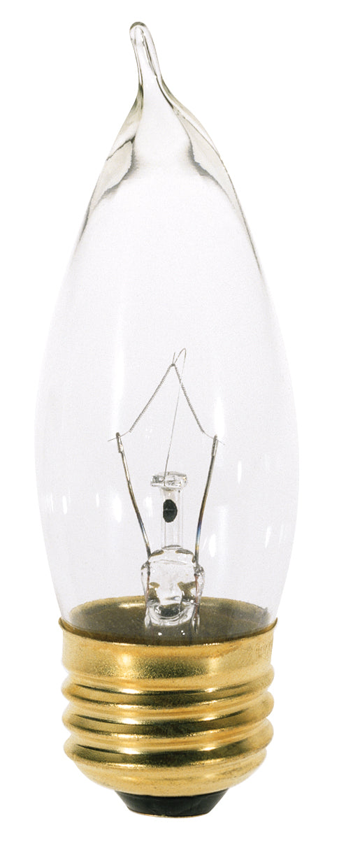 25 Watt CA10 Incandescent, Clear, 1500 Average rated hours, 210 Lumens, Medium base, 120 Volt Light Bulb by Satco