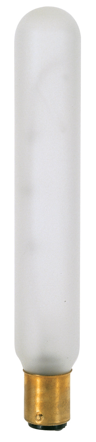20 Watt T6 1/2 Incandescent, Frost, 1500 Average rated hours, 140 Lumens, DC Bay base, 130 Volt Light Bulb by Satco