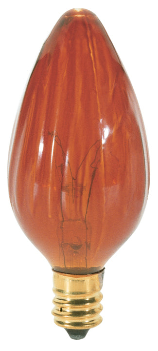 25 Watt F10 Incandescent, Amber, 1500 Average rated hours, Candelabra base, 120 Volt Light Bulb by Satco