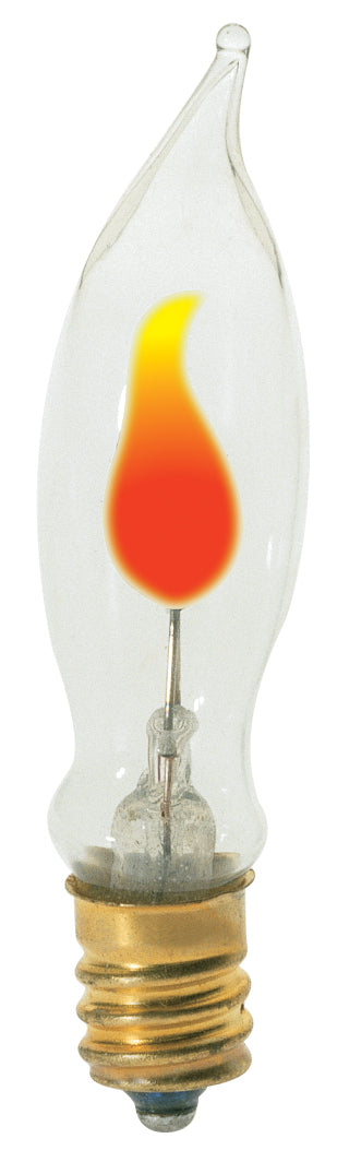 3 Watt CA5 1/2 Incandescent, Clear, 1000 Average rated hours, Candelabra base, 120 Volt Light Bulb by Satco