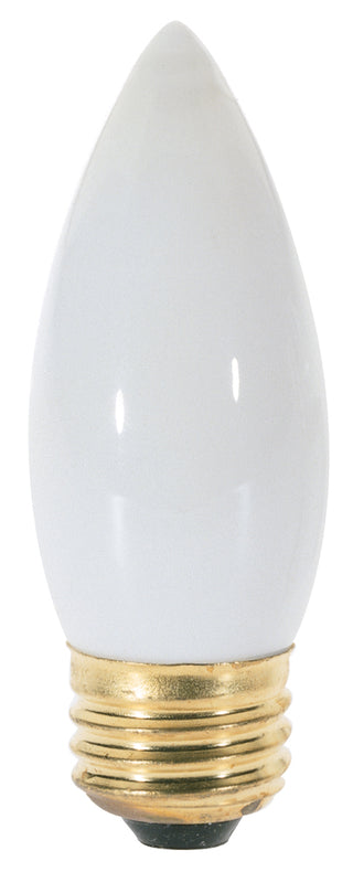 25 Watt B11 Incandescent, White, 1500 Average rated hours, 150 Lumens, Medium base, 120 Volt, 2-Card Light Bulb by Satco