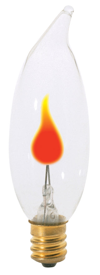 3 Watt CA8 Incandescent, Clear, 1000 Average rated hours, Candelabra base, 120 Volt, Carded Light Bulb by Satco
