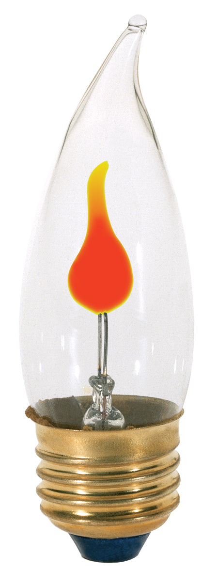 3 Watt CA10 Incandescent, Clear, 1000 Average rated hours, Medium base, 120 Volt, Carded Light Bulb by Satco
