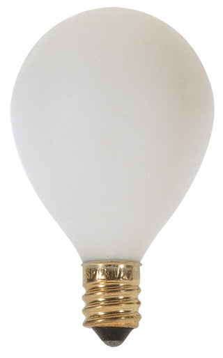 10 Watt G12 1/2 Pear Incandescent, Satin White, 1500 Average rated hours, 50 Lumens, Candelabra base, 120 Volt Light Bulb by Satco