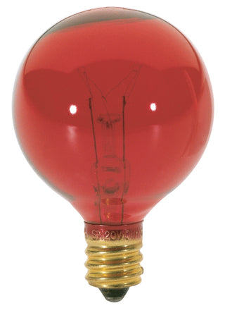 10 Watt G12 1/2 Incandescent, Transparent Red, 1500 Average rated hours, Candelabra base, 120 Volt Light Bulb by Satco