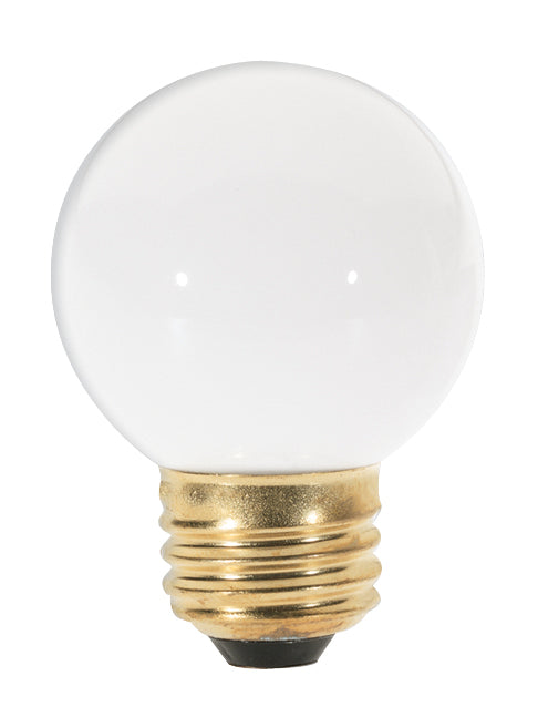 25 Watt G16 1/2 Incandescent, Gloss White, 1500 Average rated hours, 180 Lumens, Medium base, 120 Volt Light Bulb by Satco