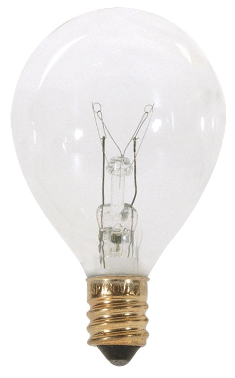 10 Watt G12 1/2 Pear Incandescent, Clear, 1500 Average rated hours, 60 Lumens, Candelabra base, 120 Volt Light Bulb by Satco