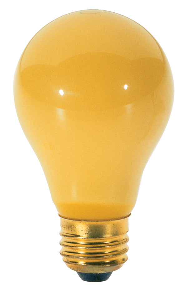 40 Watt A19 Incandescent, Yellow, 2000 Average rated hours, Medium base, 130 Volt, 2/Pack Light Bulb by Satco