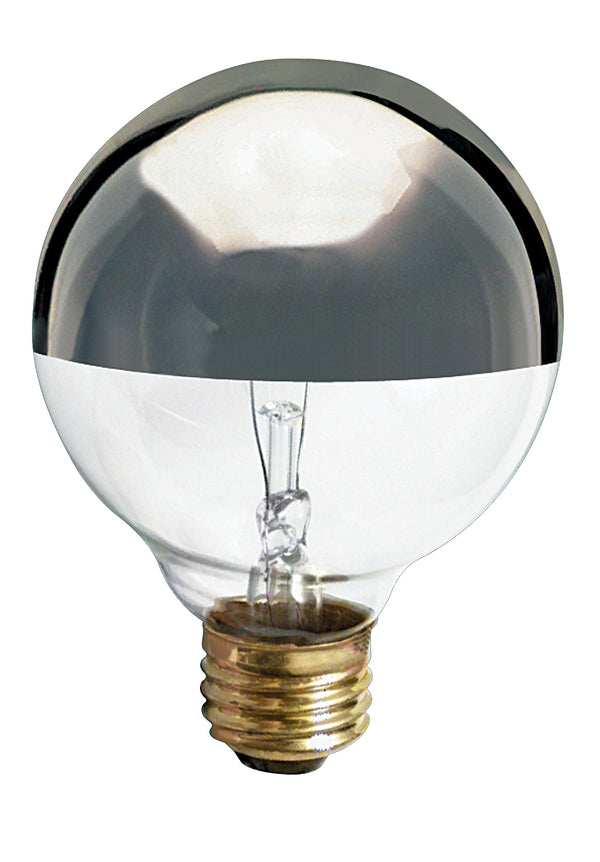 25 Watt G25 Incandescent, Silver Crown, 1500 Average rated hours, 150 Lumens, Medium base, 120 Volt Light Bulb by Satco