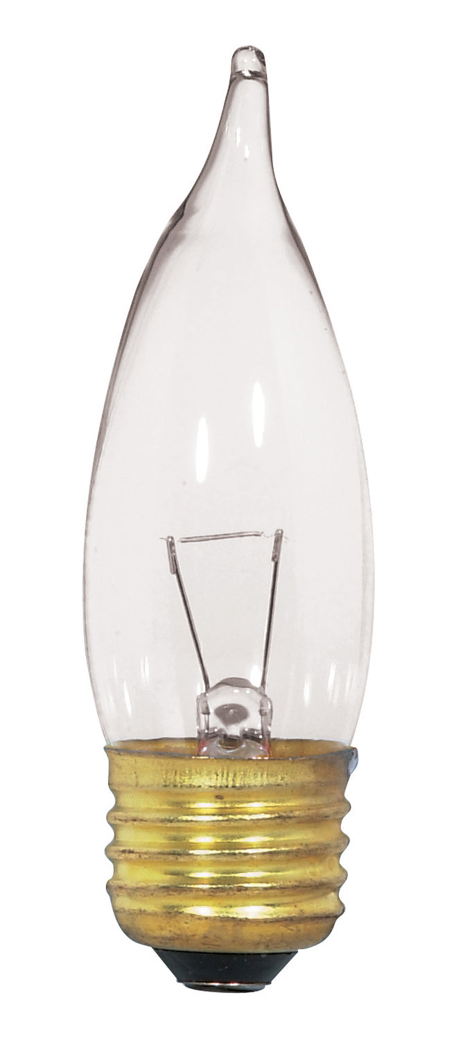 25 Watt CA10 Incandescent, Clear, 1500 Average rated hours, 250 Lumens, Medium base, 12 Volt Light Bulb by Satco