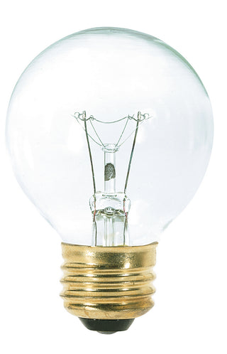 25 Watt G18 1/2 Incandescent, Clear, 1500 Average rated hours, 180 Lumens, Medium base, 120 Volt Light Bulb by Satco