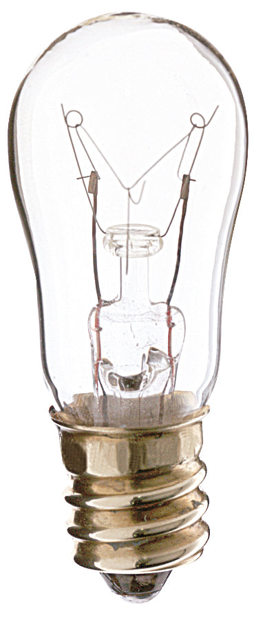 6 Watt S6 Incandescent, Clear, 2500 Average rated hours, 30 Lumens, Candelabra base, 130 Volt Light Bulb by Satco