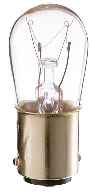 6 Watt S6 Incandescent, Clear, 2500 Average rated hours, 30 Lumens, DC Bay base, 130 Volt Light Bulb by Satco